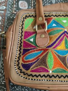 Camel Leather Sling Bag