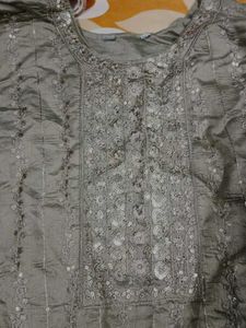Gray Partywear Kurta Set