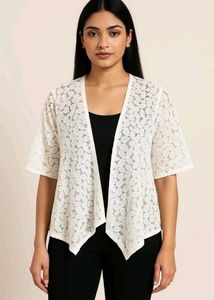 Elegant White Lace Shrug For Women | FREESIZE