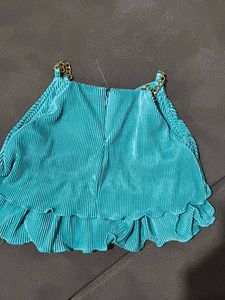 Teal Pleated Top