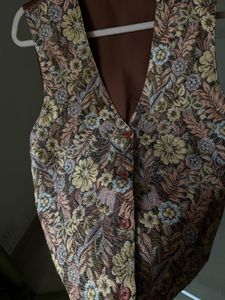 Rust Orange Floral TAPESTRY WAIST COAT