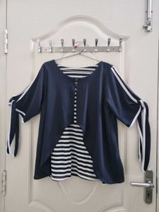 Stylish Navy & White Top