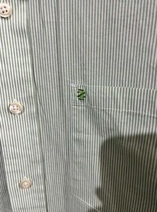 IZOD GREEN VERTICAL STRIPES OLD MONEY SHIRT L (44)