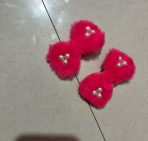 Pink Fuzzy Hair Clips