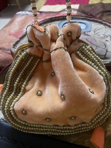Pitch Pearl Beaded Potli