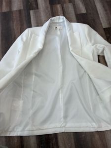 White Blazer with Blue Cuffs
