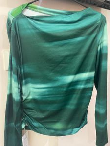 SAVANA Green Print Long Sleeve Top