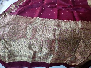 *500 Off* Pure Kanchi Pattu Silk Maroon Saree