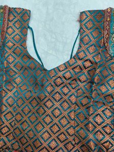Teal &amp; Red Lehenga Set