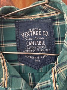 Cantabil Green Checkered Shirt