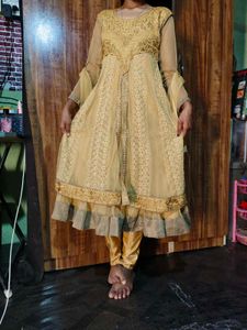 Gold Embroidered Anarkali Suit