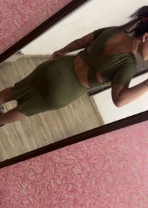 Olive Green Cutout Back Dress