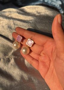 Pearl &amp; Lilac Drop Earrings