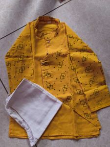 Yellow Geometric Print Kurta Set