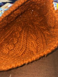 Handmade Knitted Beanie Brown Hat