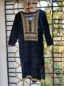 Golden Yoke Black Kurta
