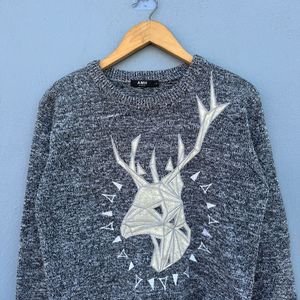 Gray Deer Graphic Sweater