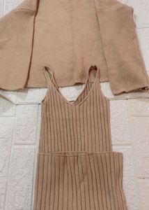 price drop! Tan Sweater Dress Set