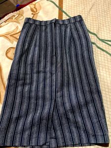 Striped Midi Korean Office Look Skirt