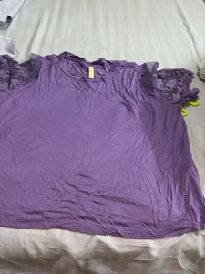 Purple Lace Sleeve Top