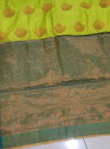 Lime Green &amp; Gold Saree