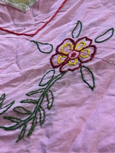 Pink Embroidered Heart Decor