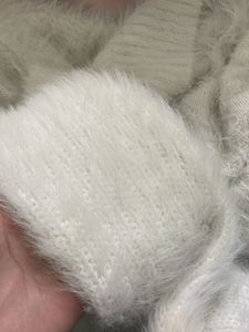 ZARA knit white fuzzy cropped cardigan