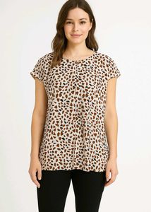 Trendy New Animal Print Cap Sleeve Top
