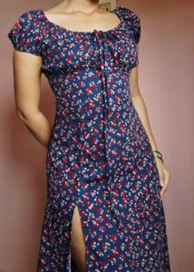 Navy Blue Ditsy Floral Print Dress