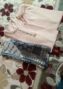 glass fabric suit with Banarasi dupatta