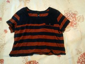 Striped Casual Cropped T-shirt