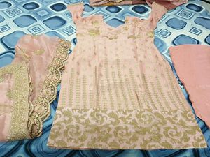 Suit In Simmer With Cut Work Heavy Dupatta