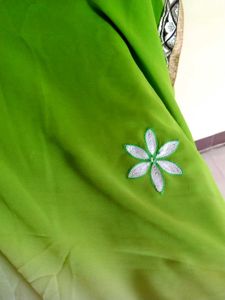 Elegant Green Embroidered Sari