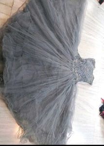 Grey Embellished Party Gown