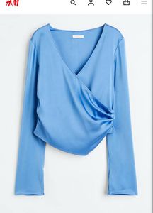 Blue Satin Wrap Top