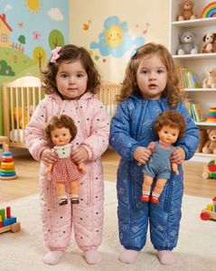 Set of two Baby Winter Onesies - Pink &amp; Blue