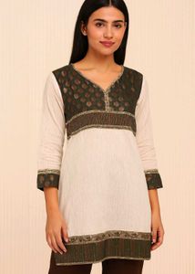 Elegant White & Gold Kurta
