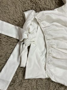 White Puff Sleeve Crop Top