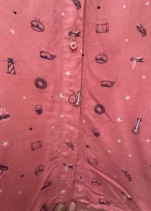 Pink Printed Button-Down Shirt