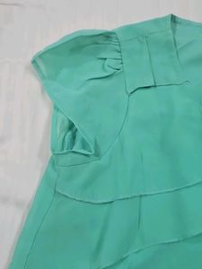 Cute Mint Green Ruffled Top