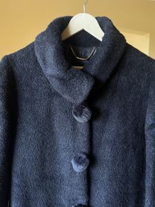 Elegant Navy Blue Wool Coat