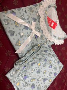 Cute Heart Print Night suit Set