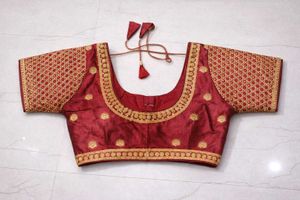 Honey Maroon &amp; Gold Embroidered Blouse
