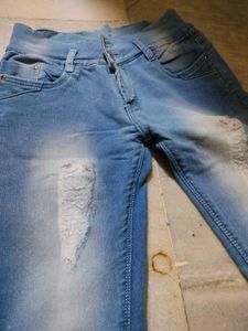 Classic Blue Torn Jeans