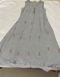 Grey Embroidered Sleeveless Dress