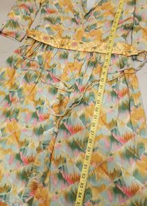 Yellow Multicolour Co Ord With Stylish Belt