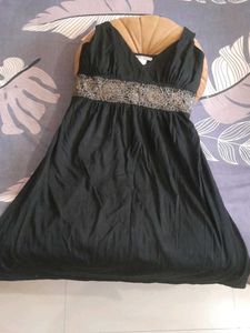 Black Embellished Waist Dress