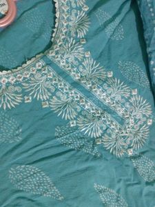 Blue cotton kurti with dupatta (3XL)