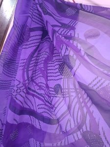 Purple Georgette Poonam Saree With Glitter Work