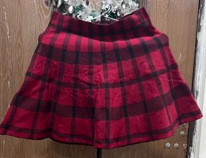 Classic check winter skirt- red